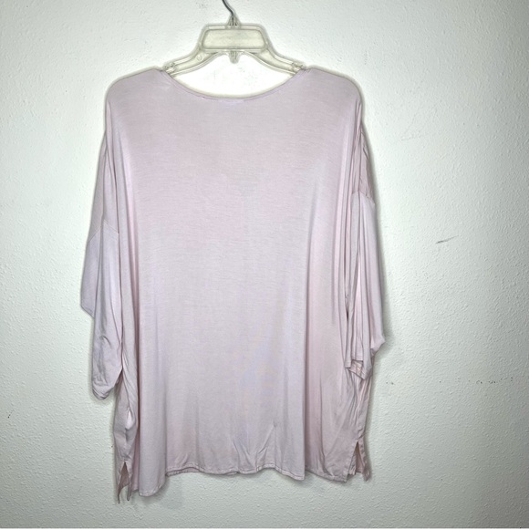 J. Jill pale pink blouse v-neck 3/4 sleeve Sz 2X pullover top mixed fabric - Picture 3 of 6